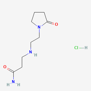 molecular formula C9H18ClN3O2 B12759334 Propanamide, 3-((2-(2-oxo-1-pyrrolidinyl)ethyl)amino)-, monohydrochloride CAS No. 92884-74-7