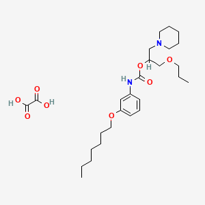 molecular formula C27H44N2O8 B12759335 oxalic acid;(1-piperidin-1-yl-3-propoxypropan-2-yl) N-(3-heptoxyphenyl)carbamate CAS No. 143503-42-8