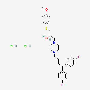 molecular formula C30H38Cl2F2N2O2S B12759399 1-(4,4-Bis(4-fluorophenyl)butyl)-4-(2-hydroxy-3-(4-methoxyphenylthio)propyl)piperazine 2HCl CAS No. 143759-97-1