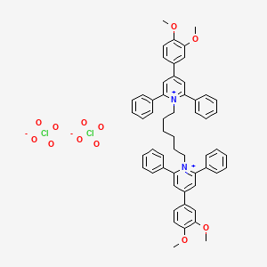 molecular formula C56H54Cl2N2O12 B12759405 1,1'-(1,6-Hexanediyl)bis(4-(3,4-dimethoxyphenyl)-2,6-diphenylpyridinium) diperchlorate CAS No. 89141-75-3
