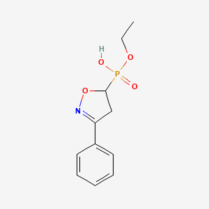 molecular formula C11H14NO4P B12759426 Phosphonic acid, (4,5-dihydro-3-phenyl-5-isoxazolyl)-, monoethyl ester CAS No. 125674-46-6