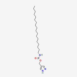 molecular formula C23H43N3O2 B12759480 Carbamic acid, octadecyl-, 1H-pyrazol-4-ylmethyl ester CAS No. 115547-75-6