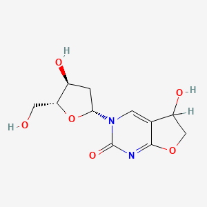 molecular formula C11H14N2O6 B12759485 Furo(2,3-d)pyrimidin-2(3H)-one, 3-(2-deoxy-beta-D-erythro-pentofuranosyl)-5,6-dihydro-5-hydroxy- CAS No. 123882-01-9