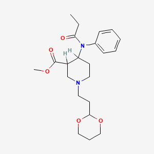 molecular formula C22H32N2O5 B12759509 Methyl 1-(2-(1,3-dioxan-2-yl)ethyl)-4-((1-oxopropyl)phenylamino)-3-piperidinecarboxylate CAS No. 156724-47-9