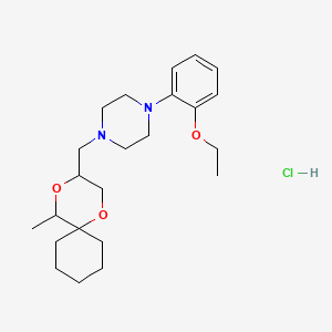 molecular formula C23H37ClN2O3 B12759514 Piperazine, 1-(2-ethoxyphenyl)-4-((5-methyl-1,4-dioxaspiro(5.5)undec-3-yl)methyl)-, monohydrochloride CAS No. 97306-30-4