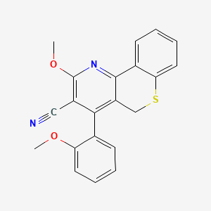 molecular formula C21H16N2O2S B12759537 5H-(1)Benzothiopyrano(4,3-b)pyridine-3-carbonitrile, 2-methoxy-4-(2-methoxyphenyl)- CAS No. 115091-85-5