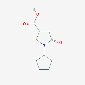 molecular formula C10H15NO3 B1275957 1-Cyclopentyl-5-oxopyrrolidine-3-carboxylic acid CAS No. 696647-78-6