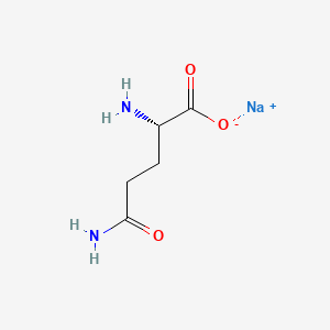 molecular formula C5H9N2NaO3 B12759577 Glutamine sodium CAS No. 73477-31-3