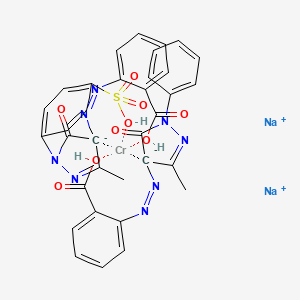 molecular formula C34H26CrN8Na2O9S B12759613 Disodium (2-((4,5-dihydro-3-methyl-5-oxo-1-phenyl-1H-pyrazol-4-yl)azo)benzoato(2-))(2-((4,5-dihydro-3-methyl-5-oxo-1-(4-sulphophenyl)-1H-pyrazol-4-yl)azo)benzoato(3-))chromate(2-) CAS No. 84682-44-0