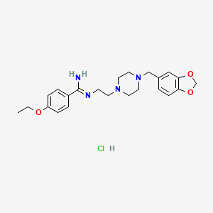 molecular formula C23H31ClN4O3 B12759659 Benzenecarboximidamide, N-(2-(4-(1,3-benzodioxol-5-ylmethyl)-1-piperazinyl)ethyl)-4-ethoxy-, monohydrochloride CAS No. 125575-10-2