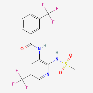 molecular formula C15H11F6N3O3S B12759710 Benzamide, N-(2-((methylsulfonyl)amino)-5-(trifluoromethyl)-3-pyridinyl)-3-(trifluoromethyl)- CAS No. 141284-20-0