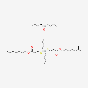 molecular formula C38H78O5S2Sn2 B12759759 Dibutyl(oxo)tin;6-methylheptyl 3-[dibutyl-[3-(6-methylheptoxy)-3-oxopropyl]sulfanylstannyl]sulfanylpropanoate 