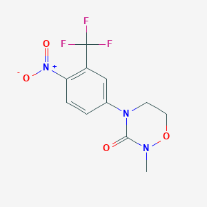 molecular formula C11H10F3N3O4 B12759765 Dihydro-2-methyl-4-(4-nitro-3-(trifluoromethyl)phenyl)-2H-1,2,4-oxadiazin-3(4H)-one CAS No. 63094-42-8