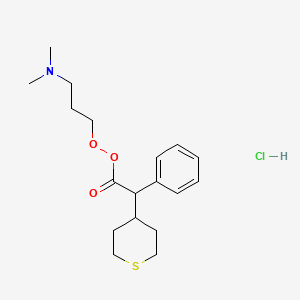 molecular formula C18H28ClNO3S B12759864 2H-Thiopyran-4-acetic acid, tetrahydro-4-hydroxy-alpha-phenyl-, 3-(dimethylamino)propyl ester, hydrochloride CAS No. 102367-45-3