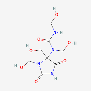 molecular formula C8H14N4O7 B12759936 N-(3,4-Bis(hydroxymethyl)-2,5-dioxo-4-imidazolidinyl)-N,N'-bis(hydroxymethyl)urea CAS No. 913083-75-7