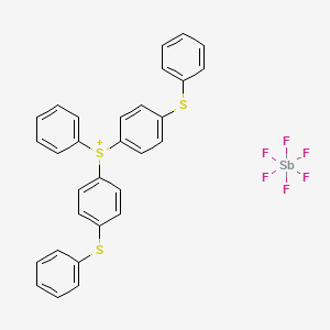 molecular formula C30H23F6S3Sb B12759954 Phenyldi(4-thiophenoxyphenyl)sulfonium hexafluoroantimonate CAS No. 101200-60-6