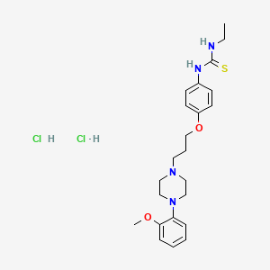 molecular formula C23H34Cl2N4O2S B12759966 Thiourea, N-ethyl-N'-(4-(3-(4-(2-methoxyphenyl)-1-piperazinyl)propoxy)phenyl)-, dihydrochloride CAS No. 85868-77-5