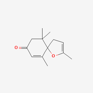 molecular formula C13H18O2 B12759970 2,6,10,10-Tetramethyl-1-oxaspiro(4.5)deca-2,6-dien-8-one CAS No. 80722-28-7