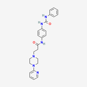 molecular formula C25H28N6O2 B12759990 1-Piperazinepropanamide, N-(4-(((phenylamino)carbonyl)amino)phenyl)-4-(2-pyridinyl)- CAS No. 86523-77-5