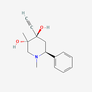 molecular formula C15H19NO2 B12760005 cis-1,3-Dimethyl-4-ethynyl-6-phenyl-3,4-piperidinediol CAS No. 84687-60-5