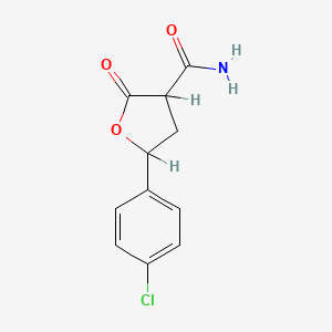 molecular formula C11H10ClNO3 B12760012 Tetrahydro-5-(4-chlorophenyl)-2-oxo-3-furancarboxamide CAS No. 124500-06-7