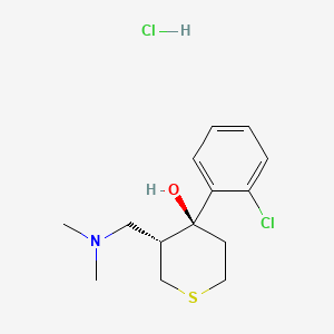 molecular formula C14H21Cl2NOS B12760025 2H-Thiopyran-4-ol, tetrahydro-4-(2-chlorophenyl)-3-((dimethylamino)methyl)-, hydrochloride, trans-(+-)- CAS No. 119558-32-6
