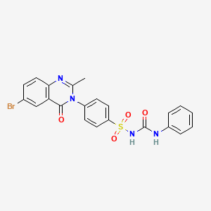 molecular formula C22H17BrN4O4S B12760050 Benzenesulfonamide, 4-(6-bromo-2-methyl-4-oxo-3(4H)-quinazolinyl)-N-((phenylamino)carbonyl)- CAS No. 113849-28-8