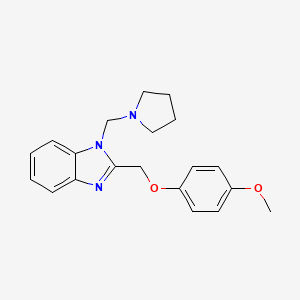 molecular formula C20H23N3O2 B12760065 Benzimidazole, 2-((p-methoxyphenoxy)methyl)-1-((pyrrolidinyl)methyl)- CAS No. 84138-38-5