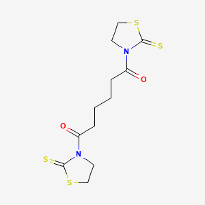 molecular formula C12H16N2O2S4 B1276009 1,6-Bis(2-sulfanylidene-1,3-thiazolidin-3-yl)hexane-1,6-dione CAS No. 74058-83-6