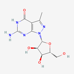 molecular formula C11H15N5O5 B12760090 6-Amino-3-methyl-1-beta-D-ribofuranosylpyrazolo(3,4-d)pyrimidin-4(5H)-one CAS No. 127820-66-0