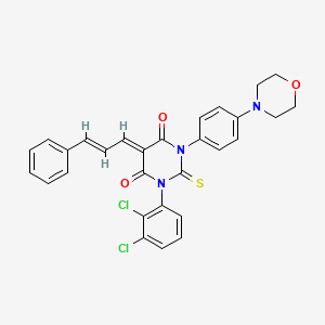 molecular formula C29H23Cl2N3O3S B12760100 1-(2,3-Dichlorophenyl)-3-(4-morpholinophenyl)-5-(3-phenyl-2-propenylidene)thiobarbituric acid CAS No. 121608-27-3