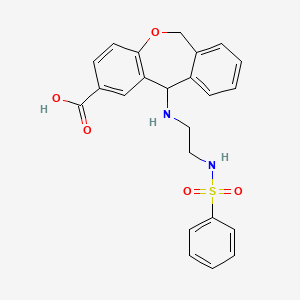 molecular formula C23H22N2O5S B12760145 11-((2-((Phenylsulfonyl)amino)ethyl)amino)-6,11-dihydro-dibenz(b,e)oxepin-2-carboxylic acid CAS No. 123226-93-7
