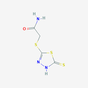 molecular formula C4H5N3OS3 B1276015 2-[(5-Mercapto-1,3,4-thiadiazol-2-yl)thio]acetamide CAS No. 61607-12-3