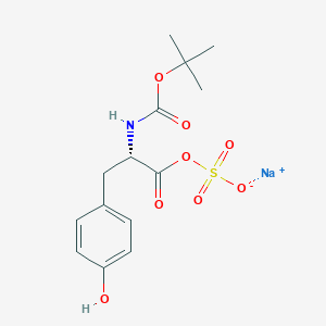 molecular formula C14H18NNaO8S B12760224 N-((1,1-Dimethylethoxy)carbonyl)-L-tyrosine hydrogen sulfate (ester) monosodium salt CAS No. 91726-45-3