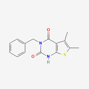 molecular formula C15H14N2O2S B12760273 Thieno(2,3-d)pyrimidine-2,4(1H,3H)-dione, 5,6-dimethyl-3-(phenylmethyl)- CAS No. 203808-34-8