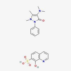 molecular formula C22H24N4O5S B12760309 Aminophenazone 8-hydroxyquinolin-7-sulfonate CAS No. 3520-48-7