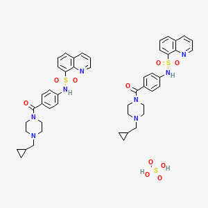 molecular formula C48H54N8O10S3 B12760342 Mitapivat hemisulfate CAS No. 2329710-91-8