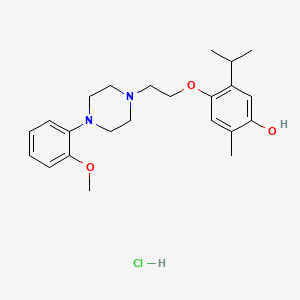 molecular formula C23H33ClN2O3 B12760390 Phenol, 4-(2-(4-(2-methoxyphenyl)-1-piperazinyl)ethoxy)-2-methyl-5-(1-methylethyl)-, monohydrochloride CAS No. 103840-23-9