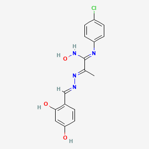 molecular formula C16H15ClN4O3 B12760429 N-(4-Chlorophenyl)-2-(((2,4-dihydroxyphenyl)methylene)hydrazono)-N'-hydroxypropanimidamide CAS No. 126389-84-2