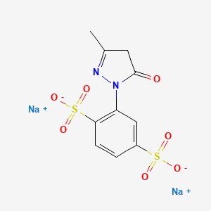 molecular formula C10H8N2Na2O7S2 B12760516 1,4-Benzenedisulfonic acid, 2-(4,5-dihydro-3-methyl-5-oxo-1H-pyrazol-1-yl)-, sodium salt CAS No. 110512-91-9