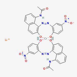 molecular formula C36H28CrLiN8O10+ B12760546 Lithium bis(N-(7-hydroxy-8-((2-hydroxy-5-nitrophenyl)azo)-1-naphthyl)acetamidato(2-))chromate(1-) CAS No. 83804-13-1