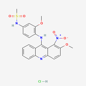 molecular formula C22H21ClN4O6S B12760583 Methanesulfonamide, N-(3-methoxy-4-((2-methoxy-1-nitro-9-acridinyl)amino)phenyl)-, monohydrochloride CAS No. 89974-86-7