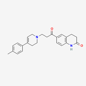 molecular formula C24H26N2O2 B12760603 2(1H)-Quinolinone, 3,4-dihydro-6-(3-(3,6-dihydro-4-(4-methylphenyl)-1(2H)-pyridinyl)-1-oxopropyl)- CAS No. 80834-73-7