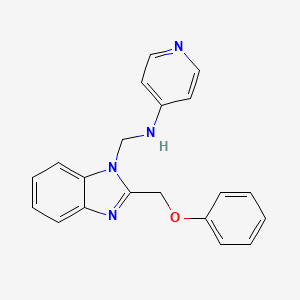 molecular formula C20H18N4O B12760628 Benzimidazole, 2-phenoxymethyl-1-((4-pyridylamino)methyl)- CAS No. 84138-26-1