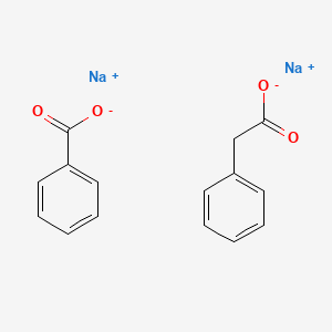 molecular formula C15H12Na2O4 B12760715 Sodium phenylacetate and sodium benzoate CAS No. 725747-03-5