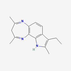 molecular formula C16H19N3 B12760797 Pyrrolo(2,3-g)-1,5-benzodiazepine, 3,10-dihydro-8-ethyl-2,4,9-trimethyl- CAS No. 113597-50-5