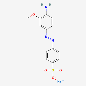 molecular formula C13H12N3NaO4S B12761035 Benzenesulfonic acid, 4-((4-amino-3-methoxyphenyl)azo)-, sodium salt CAS No. 71850-82-3