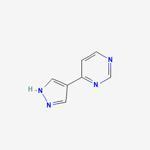 molecular formula C7H6N4 B1276105 4-(1H-吡唑-4-基)嘧啶 CAS No. 28648-87-5
