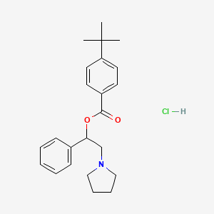 molecular formula C23H30ClNO2 B12761100 Benzoic acid, p-tert-butyl-, alpha-(1-pyrrolidinylmethyl)benzyl ester hydrochloride CAS No. 102762-28-7