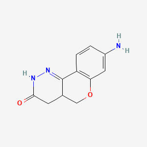 molecular formula C11H11N3O2 B12761107 8-Amino-4,4a-dihydro-5H(1)benzopyrano(4,3-c)pyridazin-3(2H)-one CAS No. 125068-96-4